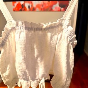 White crop top with adjustable tie